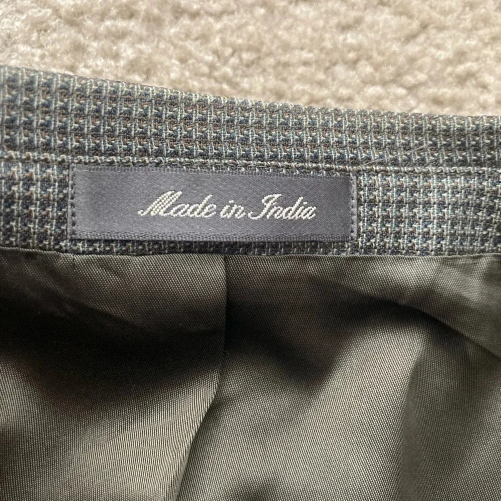 Oscar De La Renta 100% Wool Houndstooth Blazer Size 44 Regular Gray